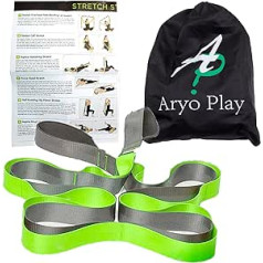 Aryo Play Fit stiepšanās siksna ar cilpām - neelastīga pretestības joslas fizioterapijas jogas siksna - stiepšanās siksna elastībai, augšstilbiem, kājām, pēdai, rokai, pleciem, mugurai - uzlabota