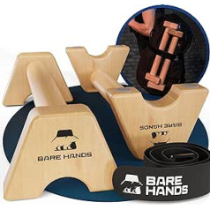 BARE HANDS Parallettes - 2 x locītavām draudzīgi un neslīdoši koka push-up rokturi, lielisks sporta aprīkojums, iekštelpās un ārā, ideāli piemērots stāvēšanai uz rokām un atspiešanās, īpaši garas