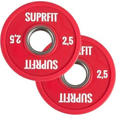 Suprfit Mini PU bufera plāksnes, gumijotas svaru plāksnes tehniskai apmācībai ar hanteles stieni, viens svars: 0,5-2,5 kg, tērauda gredzens ar diametru 50 mm, opcijas: viens, pāris vai komplekti