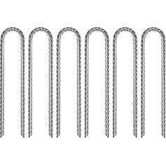 AGPTEK zemes enkurs, 6, 32 cm iepakojums, U veida zemes spainis, cinkota tērauda batuts, vēja stabi, lieljaudas, armatūras stienis, dārza mieti, zemes mieti, telts telts mietiņi