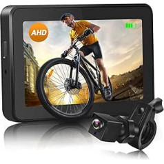 ATOVANKA atpakaļgaitas kamera velosipēdam, 110° velosipēda spogulis, atpakaļskata spogulis ar 4,3 collu AHD monitoru, 360° rotējošs stiprinājums ar nakts redzamību, velosipēda spogulis kalnu velosipēdam, šosejas velosipēdam, e-velosipēdiem,