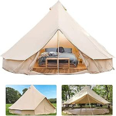 BOCbco Canvas telts ar plīts caurumu Kokvilnas lina teltis Jurtas telts kempingam 4 sezonas ūdensnecaurlaidīga telts ģimenes kempingam āra Glamping Luxury Teepee