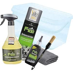Bicycle Cleaning Bundle – Dr. Wack F100 Bicycle Cleaner 750 ml, Chain Cleaner 300 ml, Chain Oil 100 ml, Wash Bucket Approx. 6 L + Nuke Guys Brush + detailmate Microfibre Cloth 320 GSM – For All