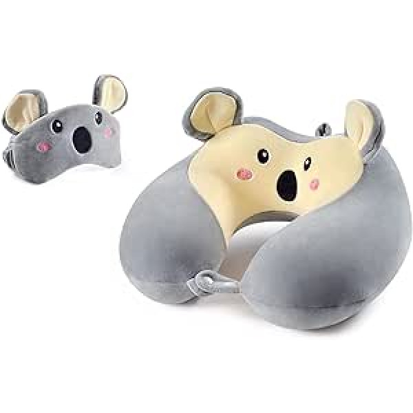 Travel Pillow Kids Travel Pillow Memory Foam Kakla spilvens ar Acu masku Cute Animal Auto Seade Sleeping for Office Lidmašīnas galvas balsts Lidmašīnas spilvens pieaugušajiem Bērni, koala