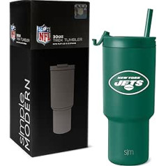 Vienkārša, mūsdienīga, oficiāli licencēta NFL New York Jets trauks ar pārslēdzamu vāku un salmiņiem, nerūsējošā tērauda izolācija, dāvanas vīriešiem un sievietēm, Trek kolekcija, New York Jets