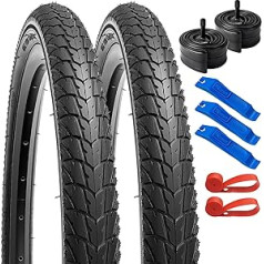 YunSCM 2 Pack 20 collu riepas 20 x 1,75 ETRTO 47-406 Plus 2-pack 20 collu iekšējā caurule 20 x 1,5/1,75 AV32 mm ar vārstu saderīga šosejas velosipēda 20 x 1,75 velosipēda riepa un iekšējā kamera