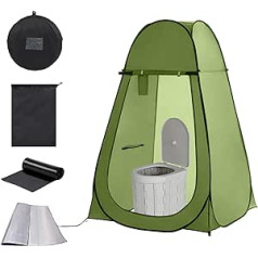 Portable Toilet and Privacy Tent for Adults, Pop Up Potty Tent Outdoor Portable Toilet for Camping with 15 Toilet Bags, Mat, Pop-Up Tent for Toilet, Travel, Moving (Green)