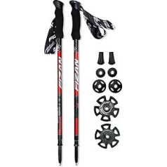 Drop Massdrop x Fizan Compact 4 Trekking Poles - Ultralight, Backpacking, Thru Hiking Poles, Adjustable, Collapsible, Customised Fit, Eva Grips, Red