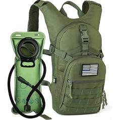 RUPUMPACK Tactical Molle hidratācijas mugursoma ar 2 l ūdens urīnpūšļa militāro dienassomu pārgājieniem, skriešanai ar velosipēdu