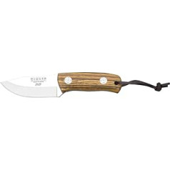 Joker Bushcraft Erizo CB75 Knife Bocote Wooden Handle Belt Knife with MOVA Steel Blade 7.5cm Includes Brown Leather Sheath Tool for Fishing, Hunting, Camping and Hiking