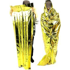 Lesulety 10 Emergency Polyester Film Warm Blanket Outdoor Insulated Survival Blanket Plant Growth First Aid, Camping Outdoor Survival, Gold