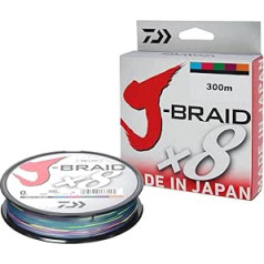 Daiwa J-Braid 8 Braid 0,10 mm, 6,0 kg/13,0 lbs, 300 m daudzkrāsains