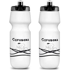 GIFUBOWA velosipēda ūdens pudeles 750 ml MTB Road Mountain saspiežamā pudele bez BPA, atkārtoti lietojama riteņbraukšanai/āram/sportam/riteņbraukšanai/skriešanai – 2 iepakojumi balti