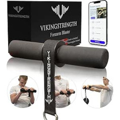 Vikingstrength Forearm Blaster Fat biezie rokturi apakšdelma spēka treniņu aprīkojumam, biezi plaukstas rullīšu rokturi muskuļu veidošanai, rokas satvēriena stiprinātājs + V veida spēka treniņu lietotne