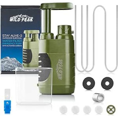 Wild Peak Stay Alive-3 Outdoor Tactical 4-Stage Water Filter Emergency Pump with Activated Carbon for Survival, Camping, Hiking, Climbing, Backpacking (5000 Litres)