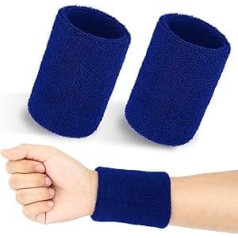 PROUSKY Sweatband Wrist, 2 elastīgas kokvilnas sporta aproces vīriešiem un sievietēm komplektā, absorbējošas melnas sporta aproces basketbolam, beisbolam, futbolam, tenisam