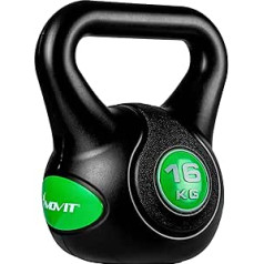 MOVIT Kettlebell STYLISH BLACK, tējkanna ar grīdai draudzīgu plastmasas pārsegu, no 2 kg līdz 20 kg, pārbaudīta uz kaitīgām vielām