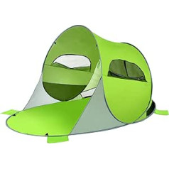 COSTWAY Pop Up Beach Shelter 3-4 Person Beach Tent Sun Protection Throw Tent with Carry Bag & 2 Mesh Windows & 4 Sand Pockets Automatic for Beach, Garden, Camping (Green)