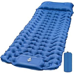 Cieex Camping pašpiepūšamais guļampaklājiņš, īpaši viegls salokāms, ūdensnecaurlaidīgs gaisa matracis ar kāju spiediena sūkni un spilvenu pārgājieniem un āra (pelēks)