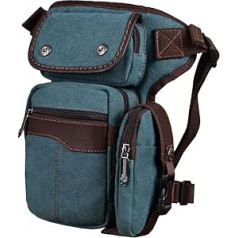 Canvas Drop Leg Bag Vidukļa soma Augšstilba soma vīriešiem Sievietēm Taktiskā Militārā Motocikls Velosipēds Velosipēds Pārgājieni Kempings Āra Ceļojumi Sling Crossbody Soom Pack Pocket Daypack, #13 Lake Blue