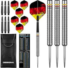 Dartfellas 24g 90% volframa Vācijas karogs Patriot X tērauda uzgaļu šautriņu komplektā ietilpst lidojumi un vārpstas (2 komplekti katrā) ar ceļojumu somu