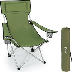 HOMECALL Camping Chair, Foldable, Green, Armrests with Cup Holder