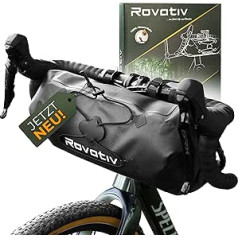 Rovativ® Stūres riteņa velosipēds velosipēda iepakošanai [100% ūdensnecaurlaidīgs / 9,5 litri] Stūres maiss Grants velosipēds, Road Bike stūres soma, stūres soma