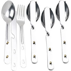 Semptec Urban Survival Technology 12 Piece Stainless Steel Camping Cutlery Set with Fork, Spoon & Knife (Cutlery Travel Sets, Knife Spoon Fork Set, Outdoor Travel)