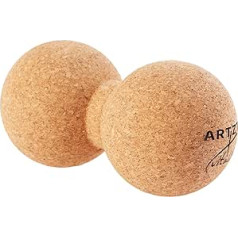 Artzt Vitality Cork Ball Duo | Double Fascia bumba izgatavota no īsta korķa | Ilgtspējīga masāžas bumba, kas ražota Portugālē | Korķa Fascia Bumba Fascia Treniņam Mājās Bēšs 16 x 8 cm