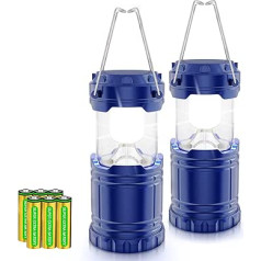 Camping Lantern [2 Pack] Portable Camping Light Battery Operated Camping Lamp Waterproof Hanging LED Tent Light for Outdoor Hiking Garden Fishing Emergency (Blue)