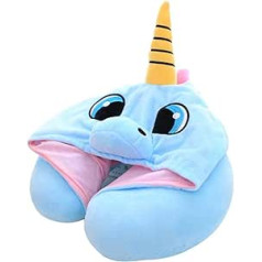 Nestable Unicorn Neck Pillow for Aeroplane Travel, Adults and Children Travel Pillow, Blue