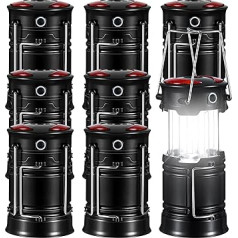 8 Pack LED Camping Lantern Battery Operated Super Bright with Red Light and Magnetic Base Foldable 360 Degree Lighting Waterproof Camping Lights for Storm Outages Emergencies