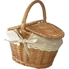 XENITE Brotkorb, Brotaufbewahrung, Brothalter, handgewebter Picknickkorb aus Weidengeflecht mit waschbarem Futter, geflochtener Weidenkorb for Outdoor, Camping, Wandern, Strand Korb