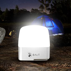 BALIT Camping Lights uzlādējama pārnēsājama telts laterna, USB-C un USB uzlāde, magnētiskā pamatne, 300 lūmeni, 3 režīmi kempingam, pārgājieniem, teltij, makšķerēšanai, viesuļvētrai, neveiksmēm un avārijas gadījumiem, balts