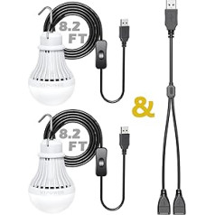 2 pack USB LED kempinga gaisma 5 W pārnēsājama LED lampa garāžas noliktavai automašīnu kravas automašīnu zvejas laivai Āra avārijas gaisma bērniem guļamistaba balta lampa 2,5 M