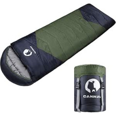 Canway Sleeping Bag, Mummy Sleeping Bag, Made with a Cotton Filling, Water-Repellent, for Camping, Indoors and Outdoors, for Adults in Winter, 1.9 kg, Blue, green