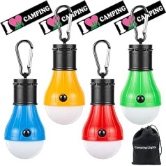 Doukey LED Camping Light [4 Pack] Portable LED Tent Lanterns with Carabiner for Backpacking, Camping, Hiking, Fishing, Hurricane Failure, Emergency Light, Battery Operated Lamp for Outdoor and Indoor