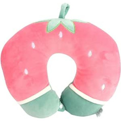 Travel Pillow,Cute Strawberry Pattern Neck Pillow U Shape Travel Neck Pillow for Baby Kids Camping Airplane Car Sleep