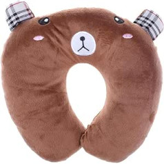 SuxiDi Kids Soft Travel Pillow U Shape Neck Pillow Cute Cartoon Car Airplane Cushion Brown Bear