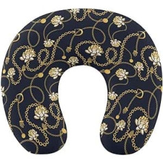 Oudrspo Golden Chains Bold Floral Nackenkissen zum Schlafen, U-förmiges Reisekissen, Nackenstützkissen, Flugzeugkissen für Zuhause und Büro