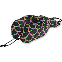 QMIN Travel Pillow Rainbow Lines Ocean Mermaid svari, atmiņas putu kakla spilvena balsts, U-veida spilvena ergonomisks kakla spilvens, ceļojumu komplekts tālsatiksmes lidmašīnu autovilcienam