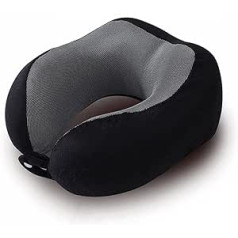 QSWL Reise Nackenkissen Aus Bequemen Memory-Schaum-Stoff Foam Reisekissen, Nackenstützkissen Zum (Color : Black, Size : 28x24x12cm)