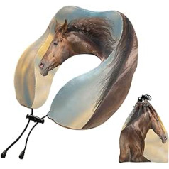 YOUJUNER Travel Pillow Brown Horse Print Memory Foam Neck Pillow Support Spilvens Kakla spilvens