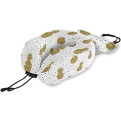 QMIN Reisekissen Golden Ananas Polka Dots Memory-Schaum Nackenkissen Unterstützung U-Form Kissen ergonomisches Nackenkissen Reiseset für Langstreckenflugzeuge Auto Zug