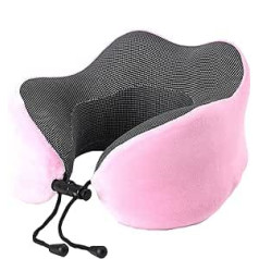 TROYSINC Travel Neck Pillow Neck Pillow Sleeping Memory Foam for Aeroplane Bus Train with Sleeping Masks and Carry Bag Travel Pillow (Pink)