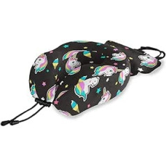 QMIN Travel Pillow Raibow Unicorn Animal Star saldējums Atmiņas putas kakla spilvena balsts U formas spilvens Ergonomisks kakla spilvena ceļojumu komplekts tālsatiksmes lidmašīnām auto vilcienam