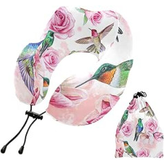 YOUJUNER Reisekissen Rosa Rose Kolibri Memory Foam Nackenkissen Stützkissen Nackenkissen