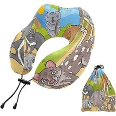 YOUJUNER Reisekissen Cartoon Känguru Koala Memory Foam Nackenkissen Stützkissen Nackenkissen