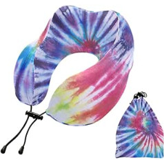 YOUJUNER Reisekissen Tie Dye Trippy Memory Foam Nackenkissen Stützkissen Nackenkissen