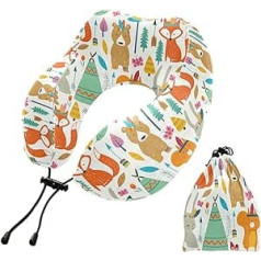 YOUJUNER Travel Pillow Cute Animal Fox Bear Rabbit Memory Foam Neck Pillow Support Pillow Neck Pillow